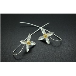 Silver flower with four leaves - earringsEarrings
