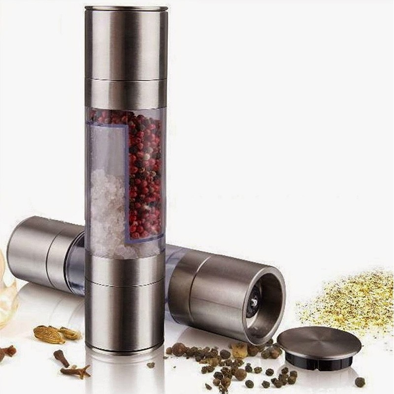 2 in 1 double sided - pepper & salt mill grinder - stainless steelMills - Grinders
