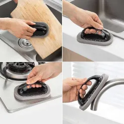 Magic emery sponge brush - rust removing cleaner with handle for kitchen & bathCleaning