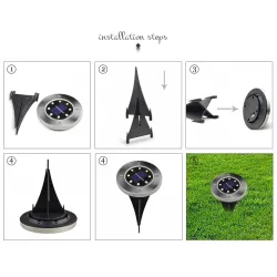 8 LED Buried floor - garden solar light with sensor waterproofSolar lighting
