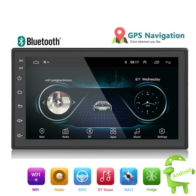 Android 9 - DIN-2 car radio - 7'' touch screen - GPS - Bluetooth - FM - WIFI -MP3 - MirrorlinkRadio
