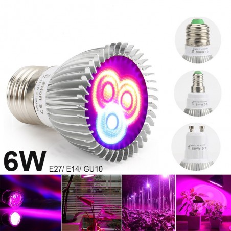 6W - E27 E14 GU10 - LED grow light - hydroponicGrow Lights