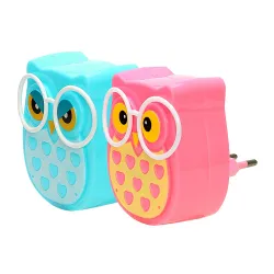 LED owl wall night light - light control sensor - EU plugWall lights